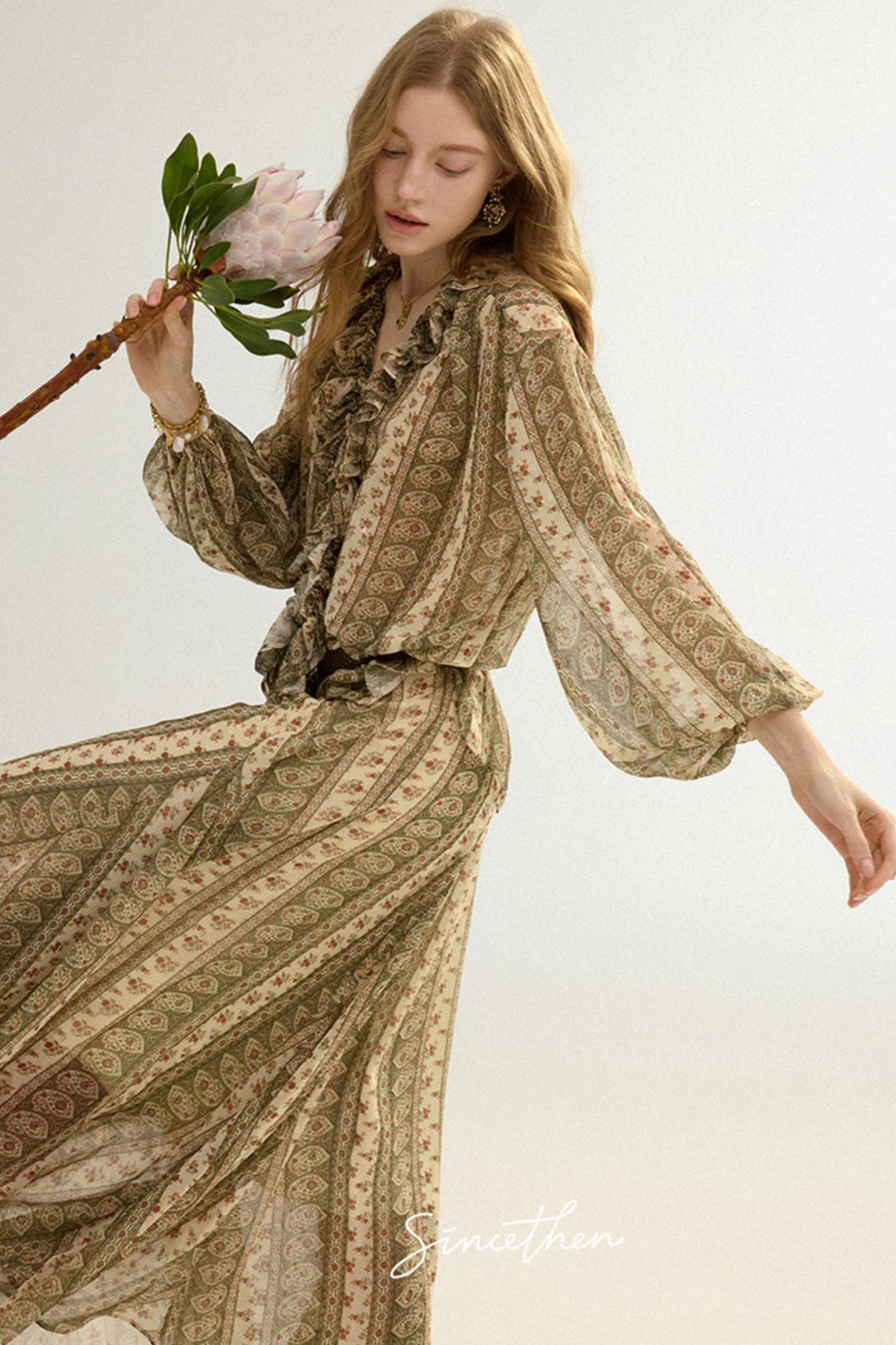 Colette French Retro 3-Piece Floral Maxi Skirt Set