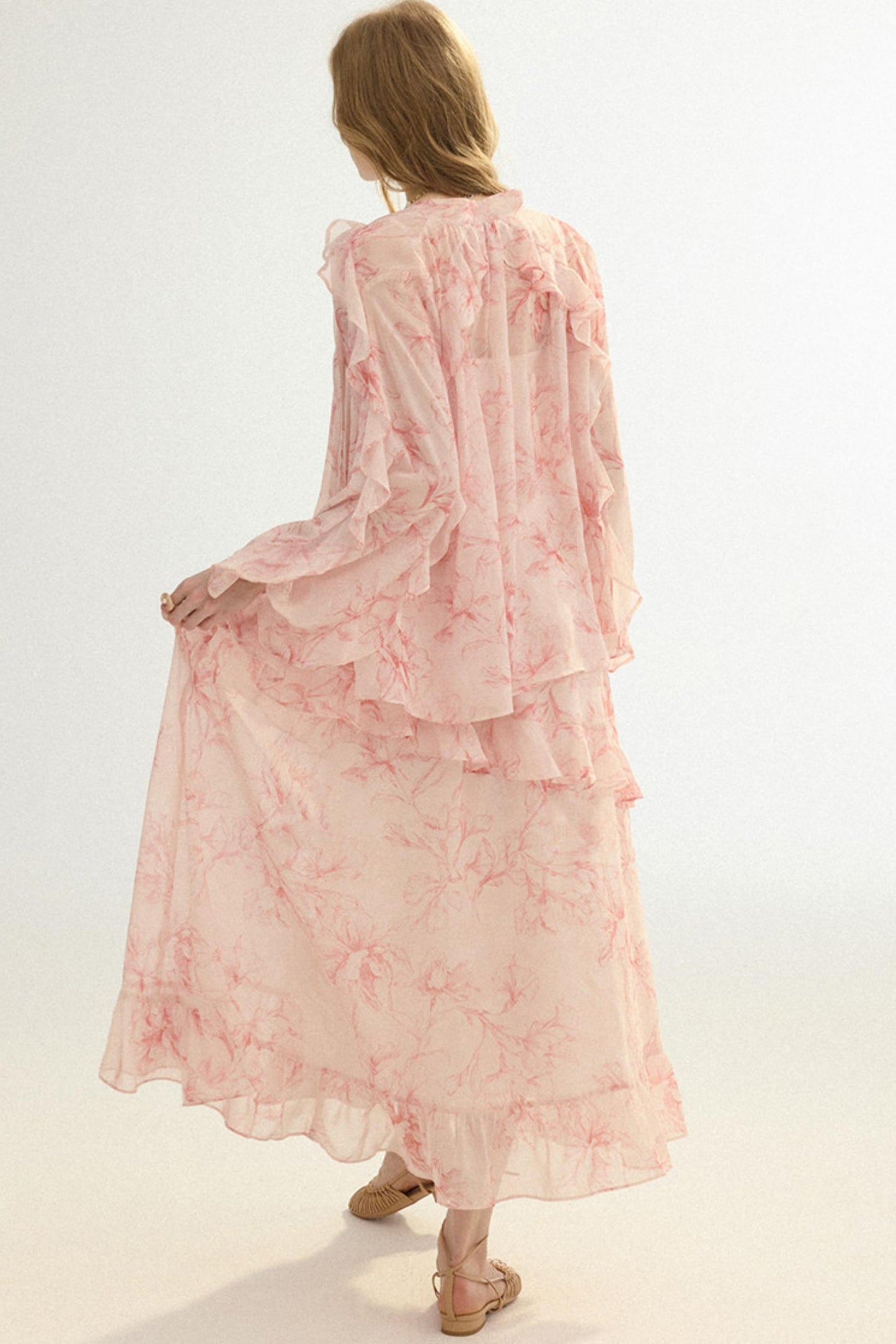 Camille French Retro Floral Chiffon 3-Piece Set
