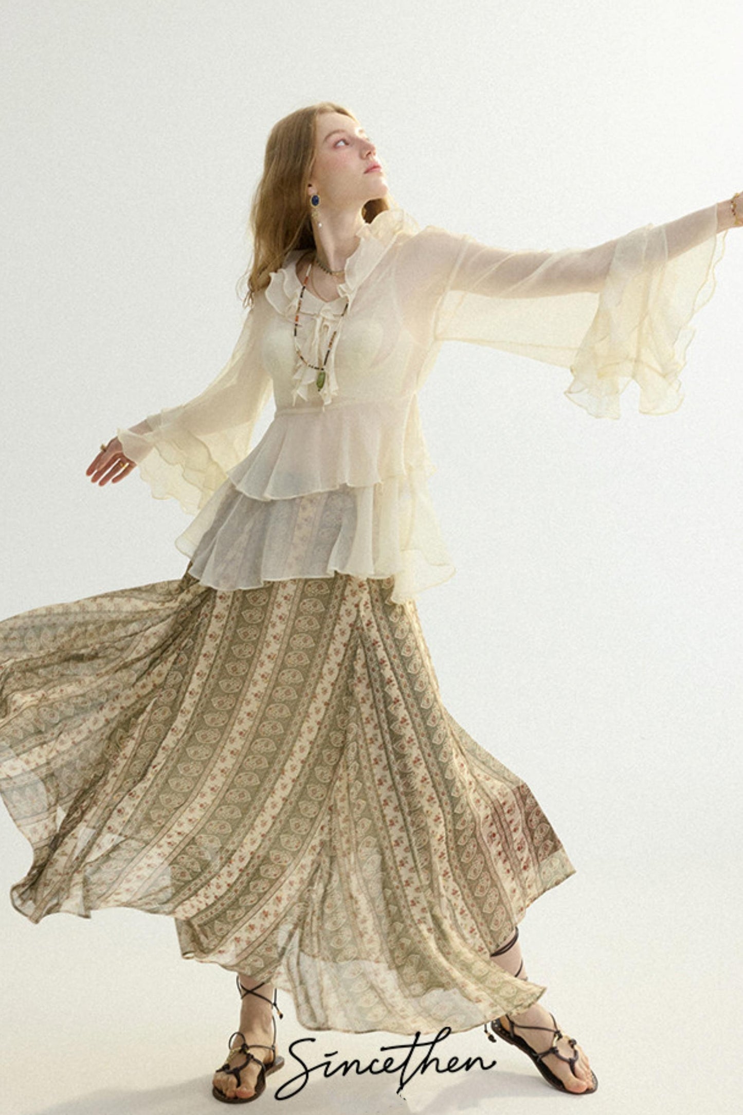 Chloé French Vintage Ruffled Chiffon Loose Blouse