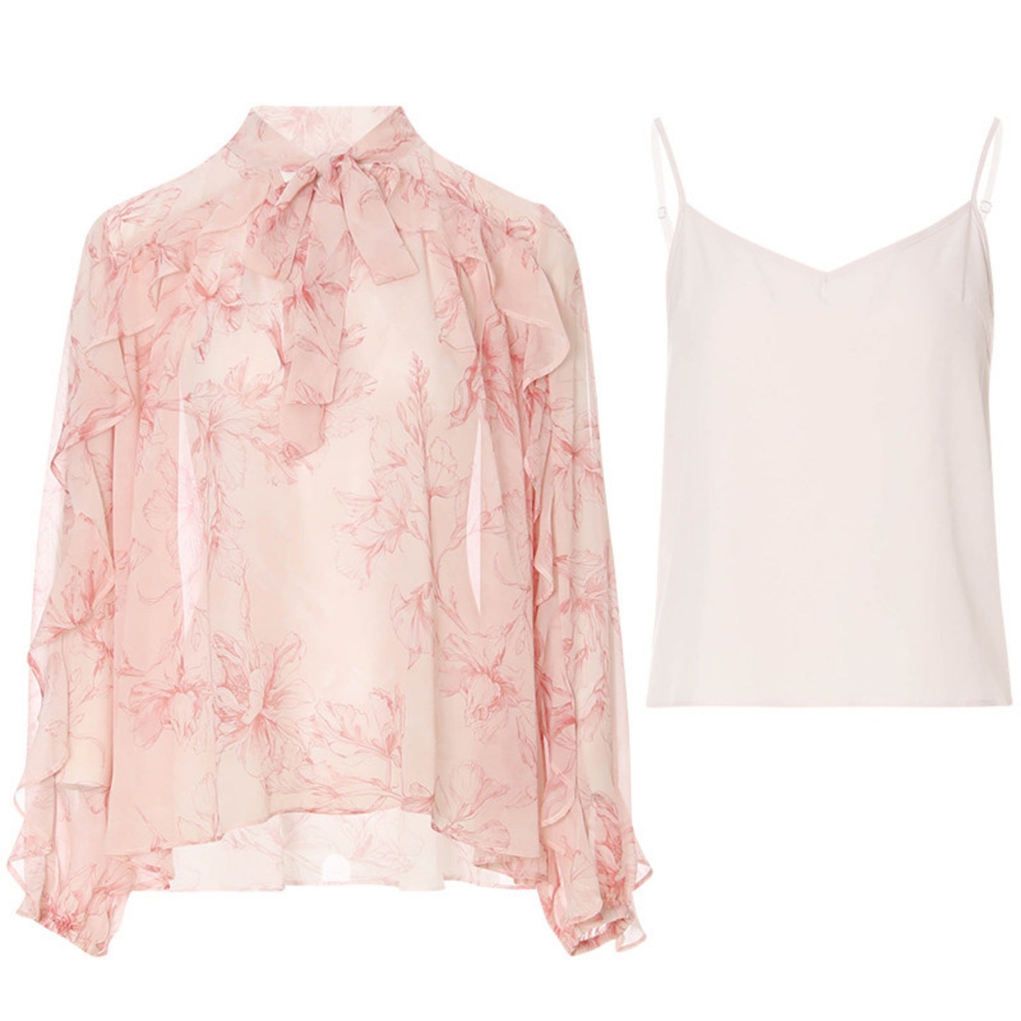 Camille French Retro Floral Chiffon 3-Piece Set