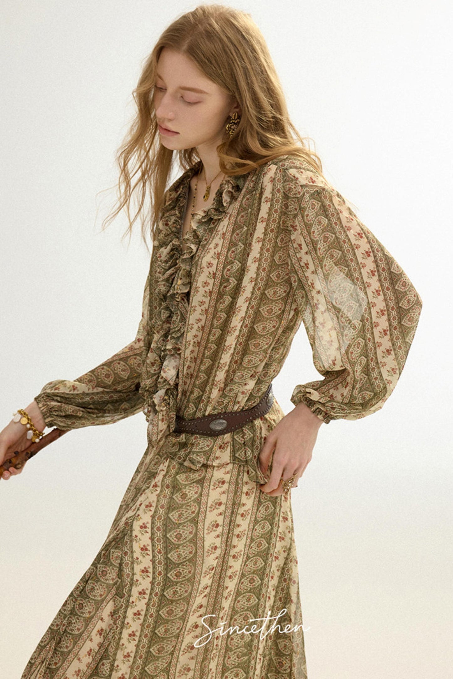 Colette French Retro 3-Piece Floral Maxi Skirt Set