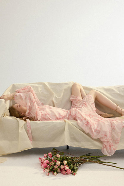 Camille French Retro Floral Chiffon 3-Piece Set