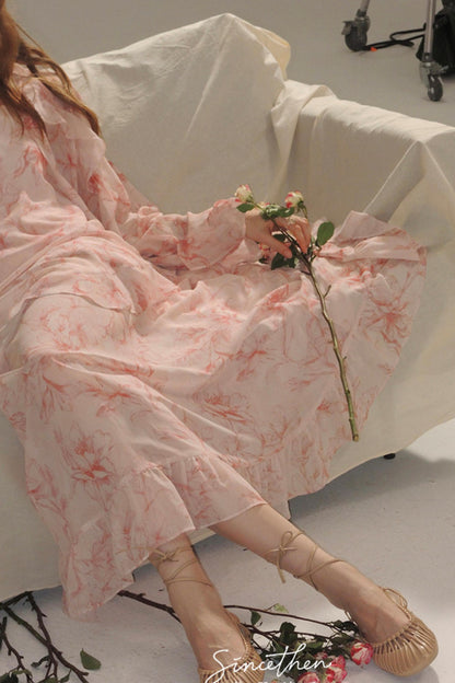 Camille French Retro Floral Chiffon 3-Piece Set