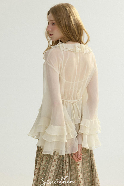 Chloé French Vintage Ruffled Chiffon Loose Blouse