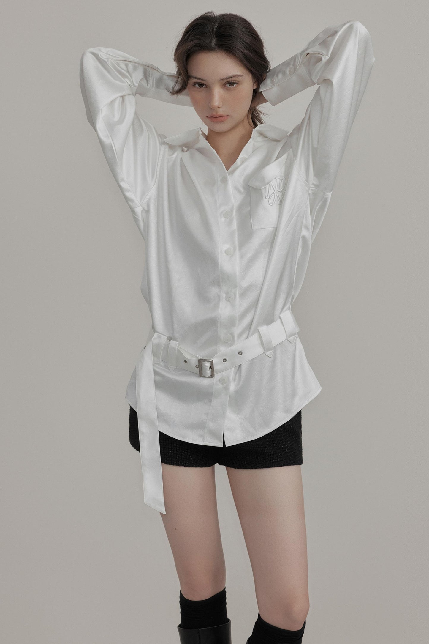 Plaid Low-Rise Fake Two-Piece Shorts