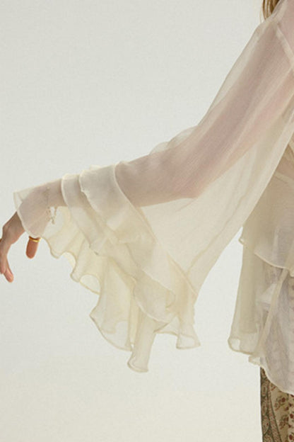 Chloé French Vintage Ruffled Chiffon Loose Blouse