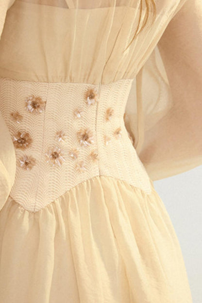 Aveline French Pastoral Embroidered Mesh Maxi Dress