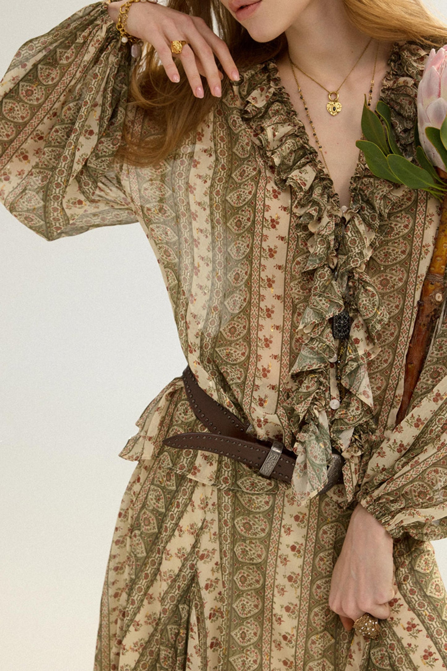 Colette French Retro 3-Piece Floral Maxi Skirt Set