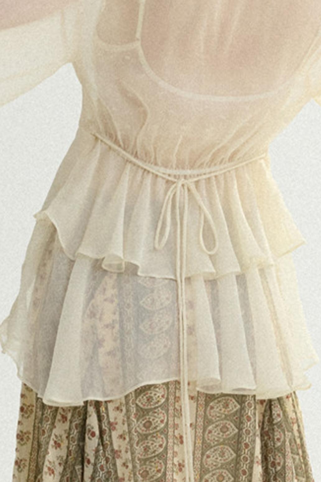 Chloé French Vintage Ruffled Chiffon Loose Blouse