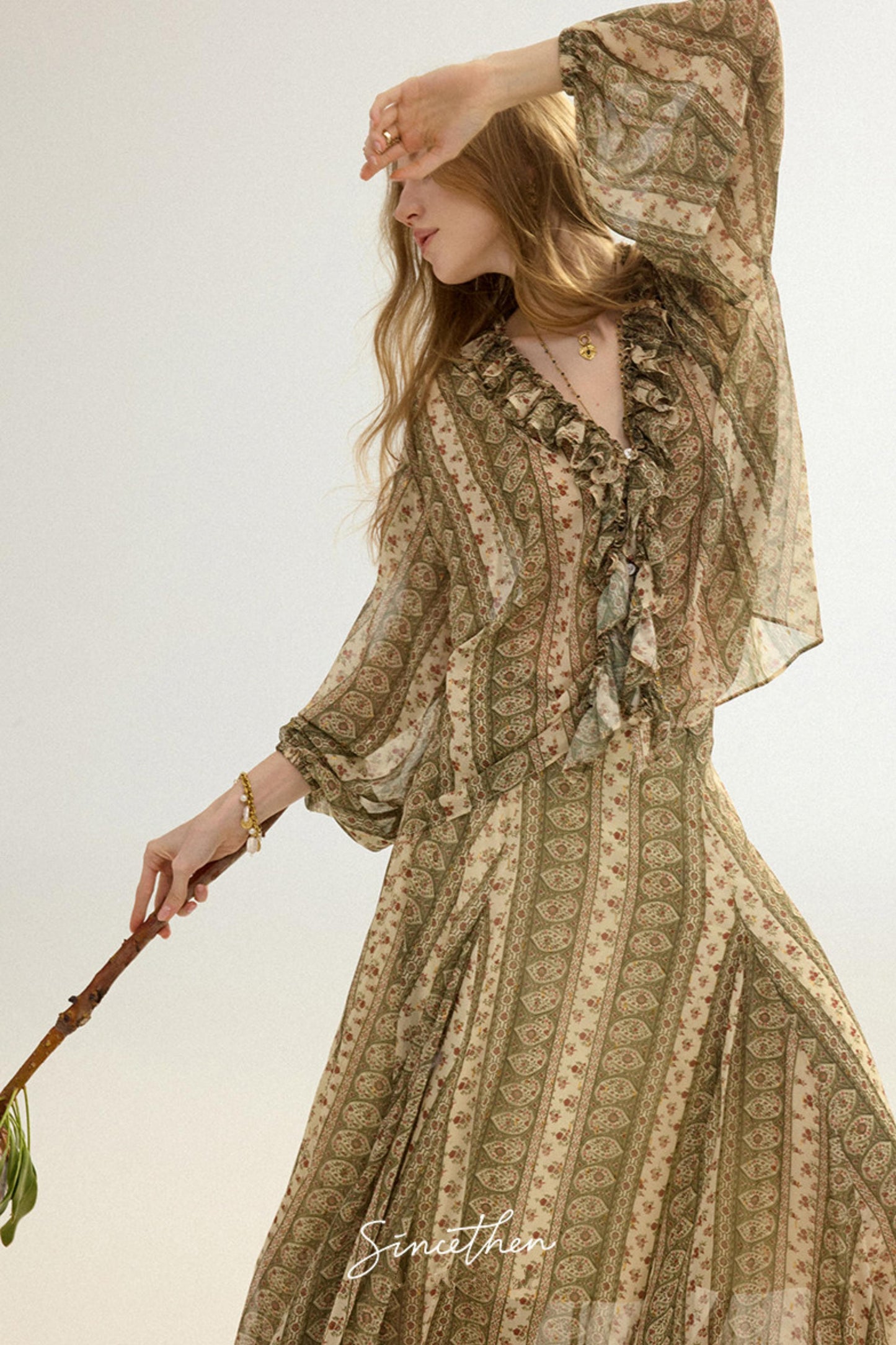 Colette French Retro 3-Piece Floral Maxi Skirt Set