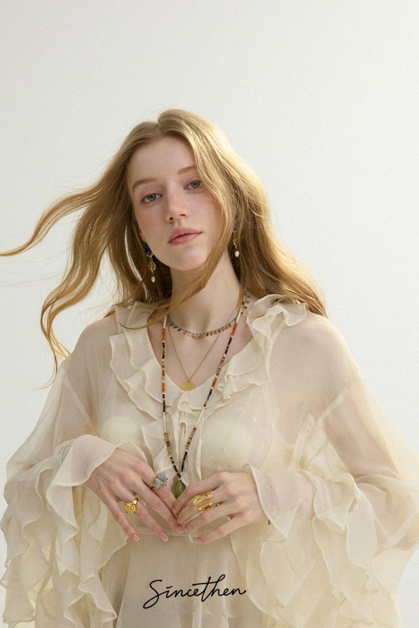 Chloé French Vintage Ruffled Chiffon Loose Blouse