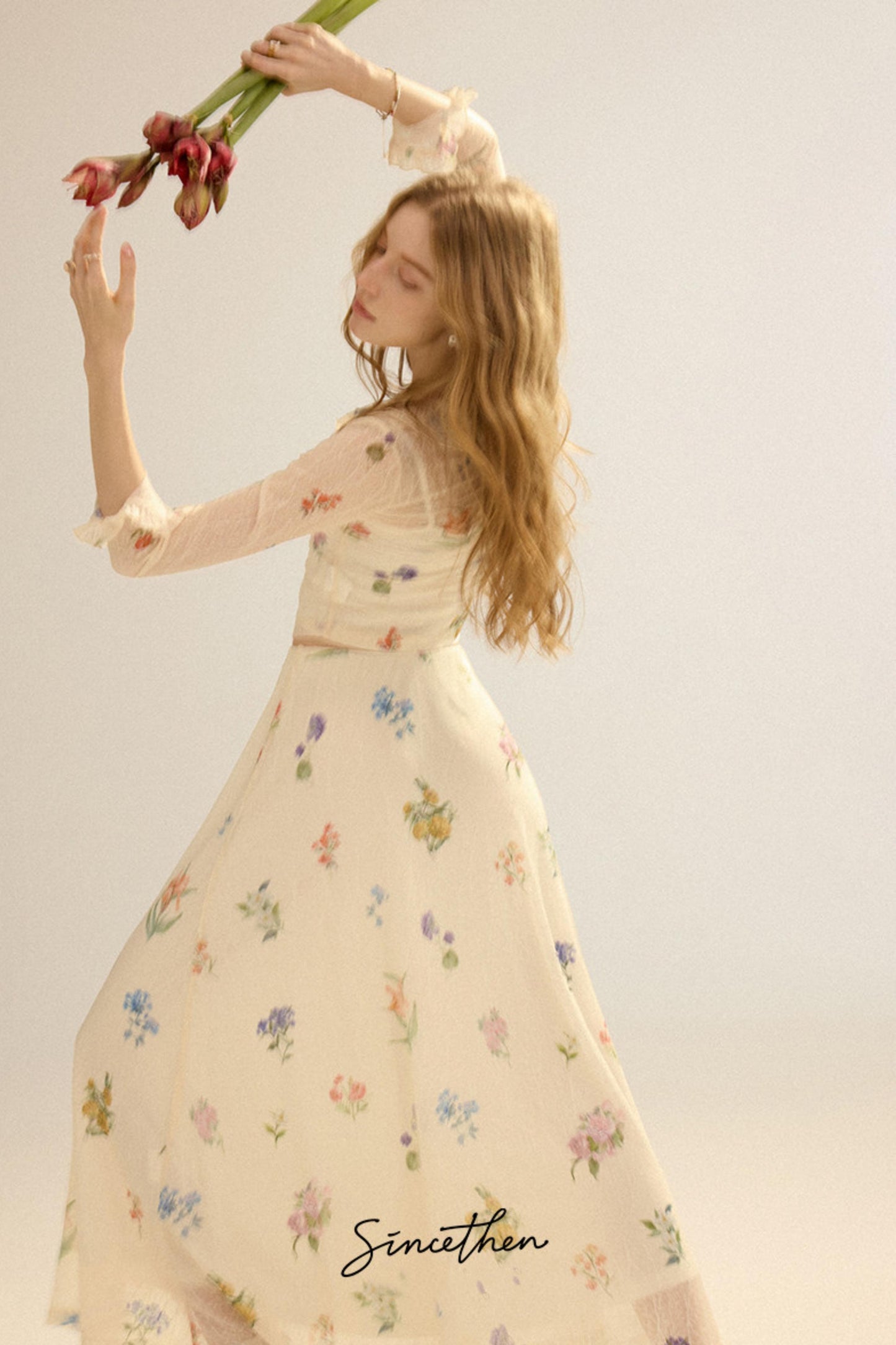 Fleur Vintage Ruffled Cardigan & Maxi Skirt 3-Piece Set