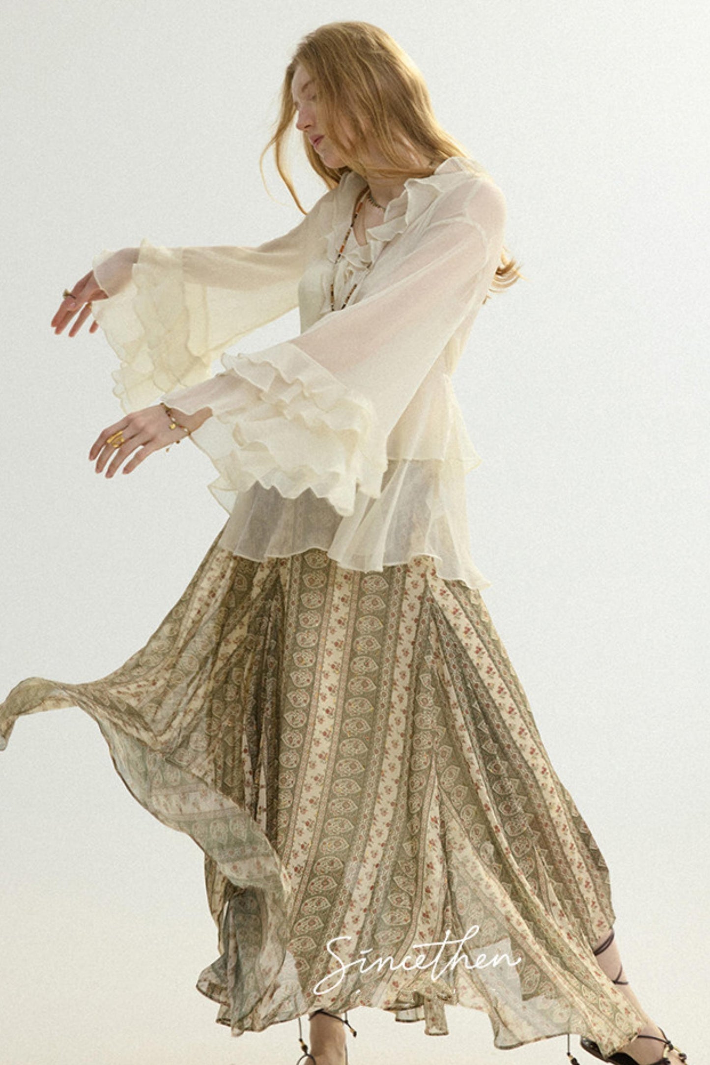 Chloé French Vintage Ruffled Chiffon Loose Blouse