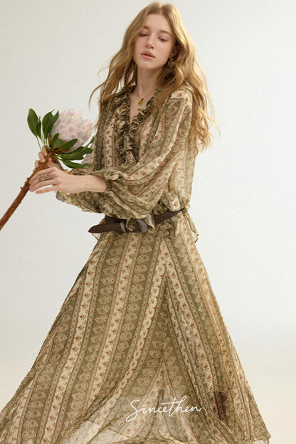 Colette French Retro 3-Piece Floral Maxi Skirt Set