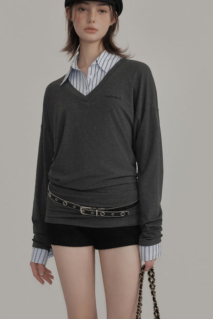 Plaid Low-Rise Fake Two-Piece Shorts