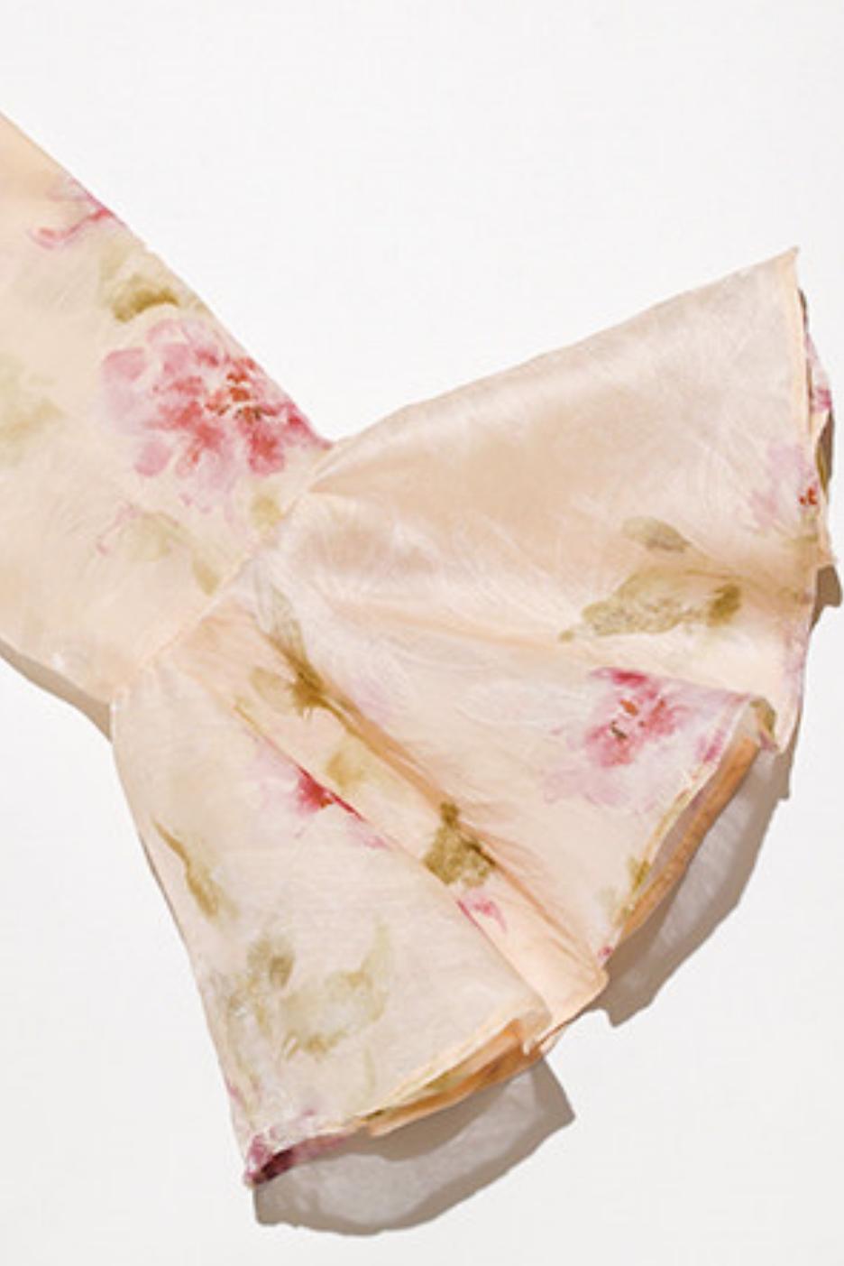 Odette French Vintage Floral Chiffon Maxi Dress