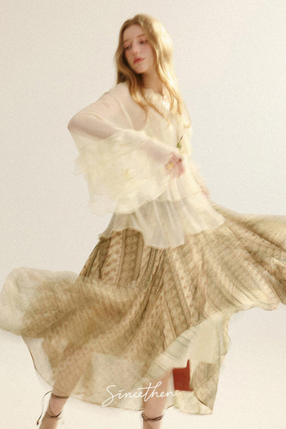 Chloé French Vintage Ruffled Chiffon Loose Blouse