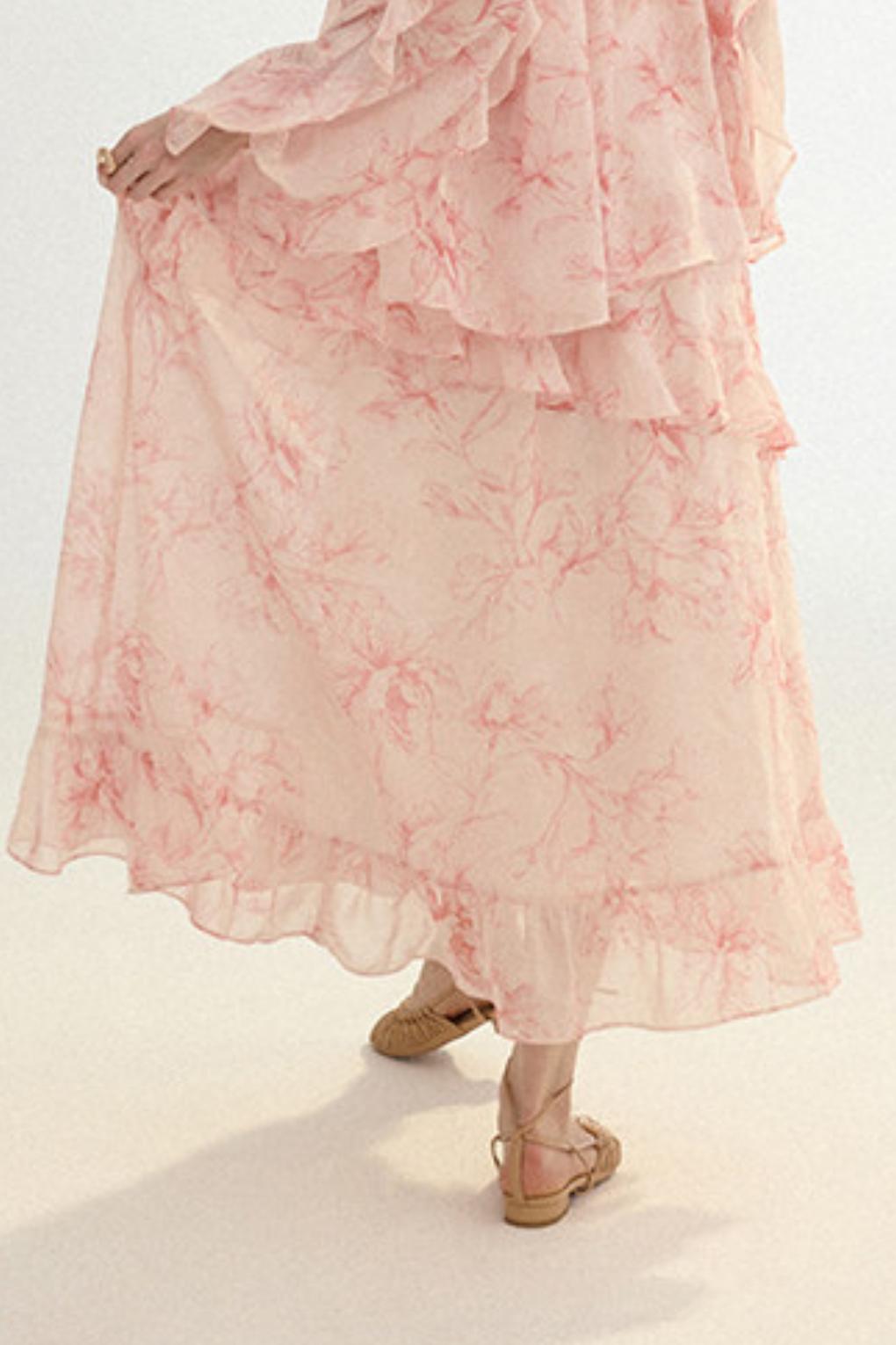 Camille French Retro Floral Chiffon 3-Piece Set