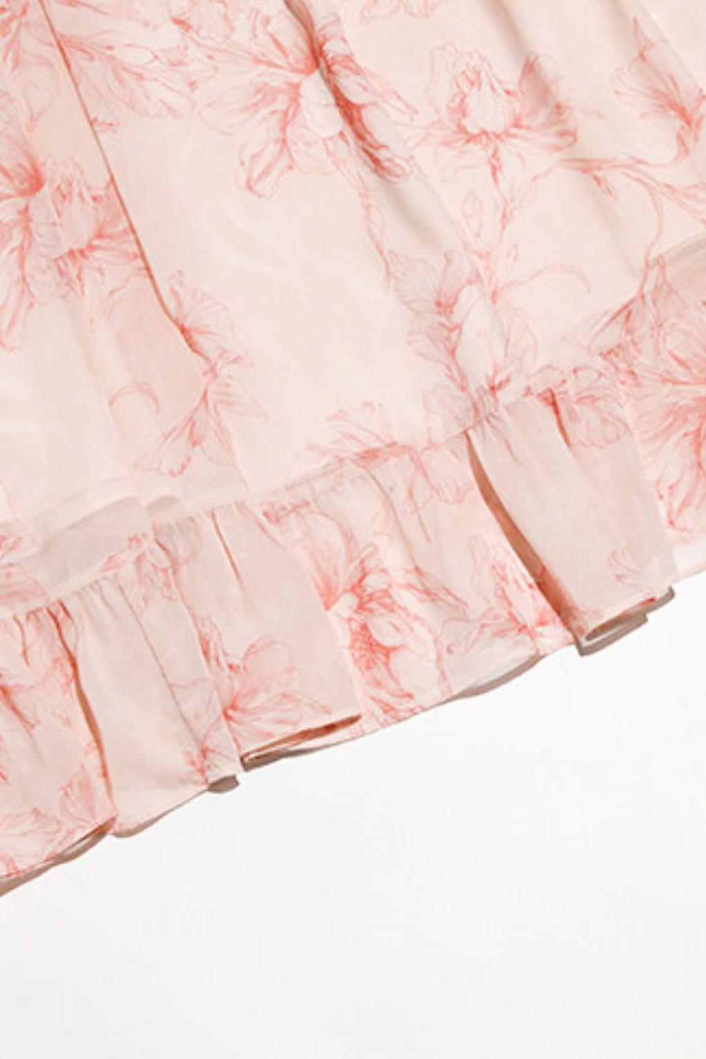 Camille French Retro Floral Chiffon 3-Piece Set