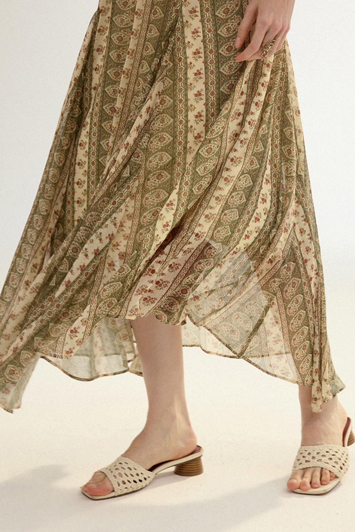Colette French Retro 3-Piece Floral Maxi Skirt Set